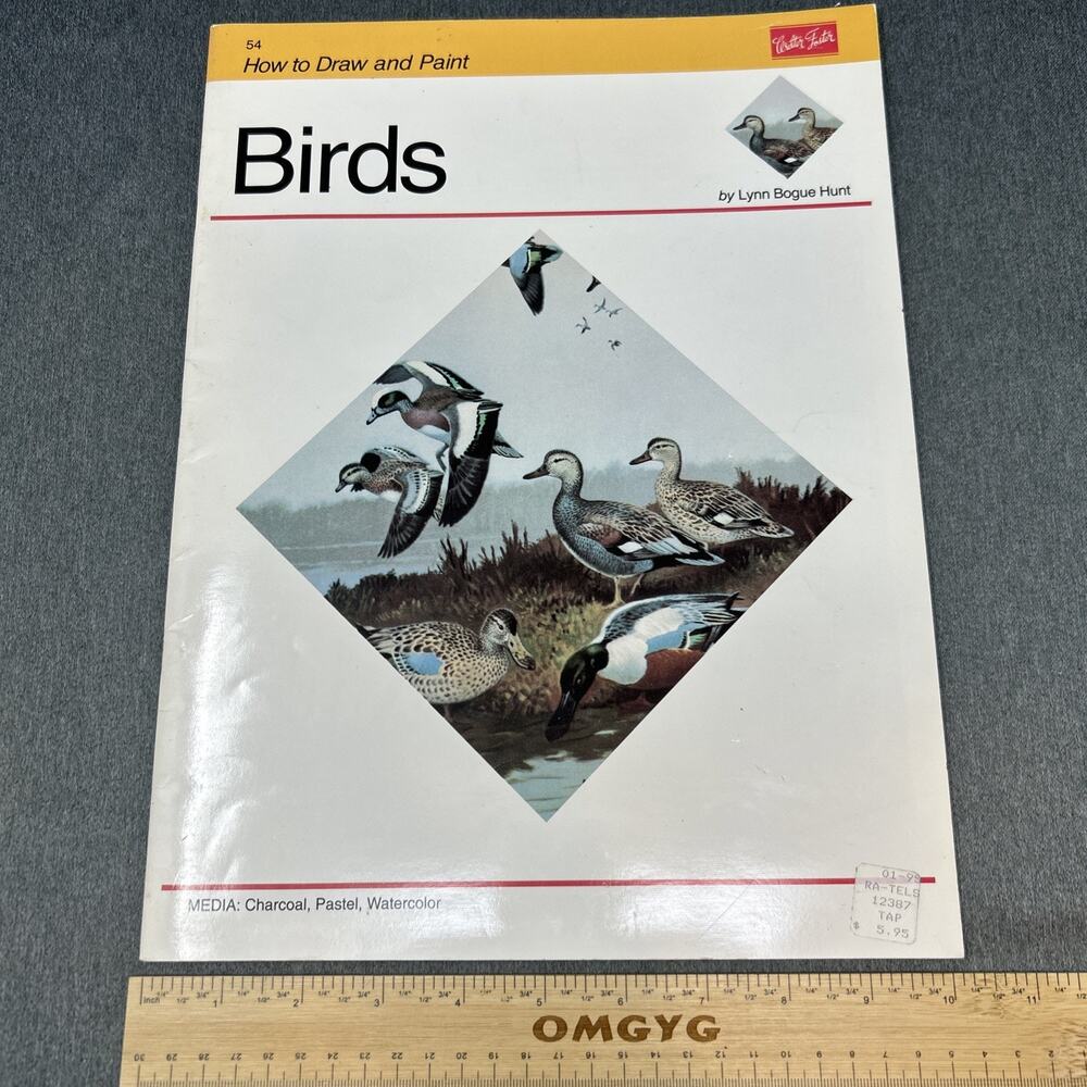 1989 Vintage How To Draw & Paint Birds Lynn Bogue Hunt Walter Foster Art Book